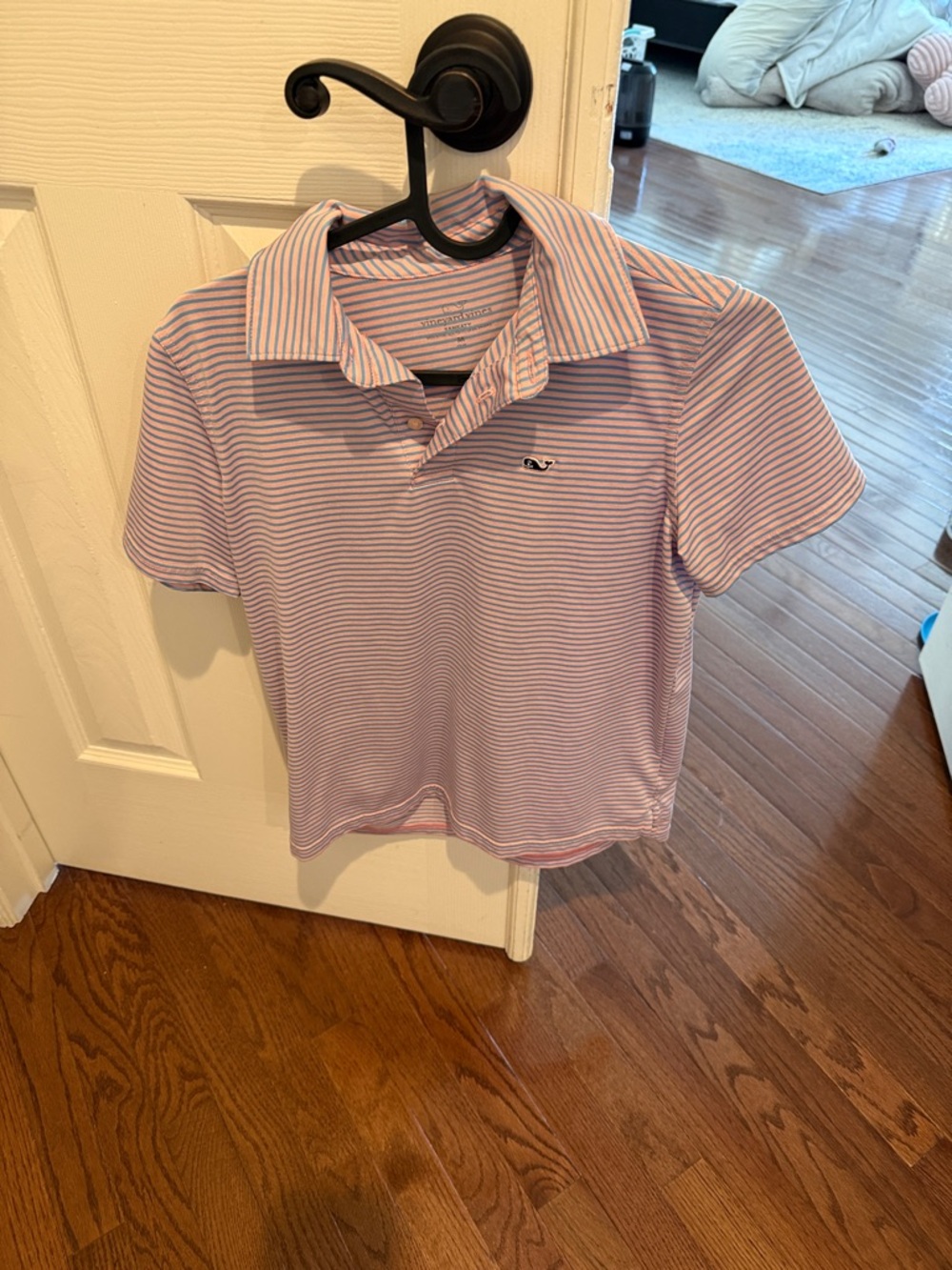 Vineyard Vines Pink & White Striped Polo Shirt
